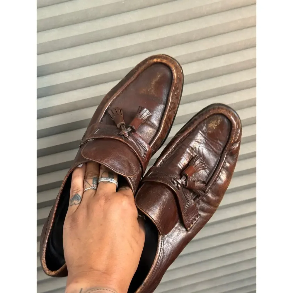 Florsheim Brown Leather Kiltie Tassel Loafers Men’s US 10.5 A Vintage Moc Toe